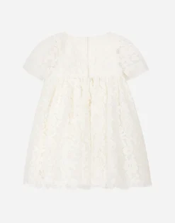 Empire-line lace christening dress with short sleeves