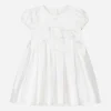 Empire-line silk mikado christening dress with short sleeves