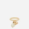 Engagement ring with DG logo and pearl charms