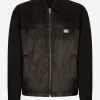 Fabric and leather jacket