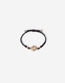 Fabric Devotion bracelet with yellow gold pendant charm