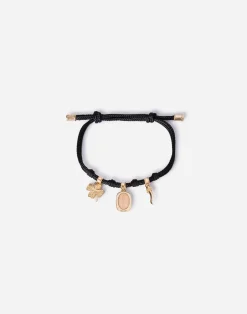 Fabric Devotion bracelet with yellow and red gold pendant charm