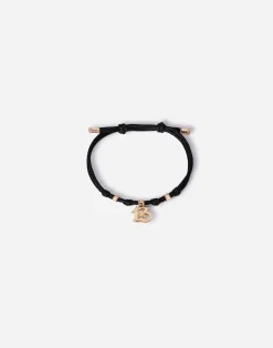 Fabric Good luck bracelet with yellow gold pendant charm