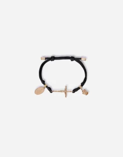 Fabric Sicily bracelet with 18kt gold pendant charms