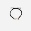 Fabric Sicily bracelet with yellow gold cross