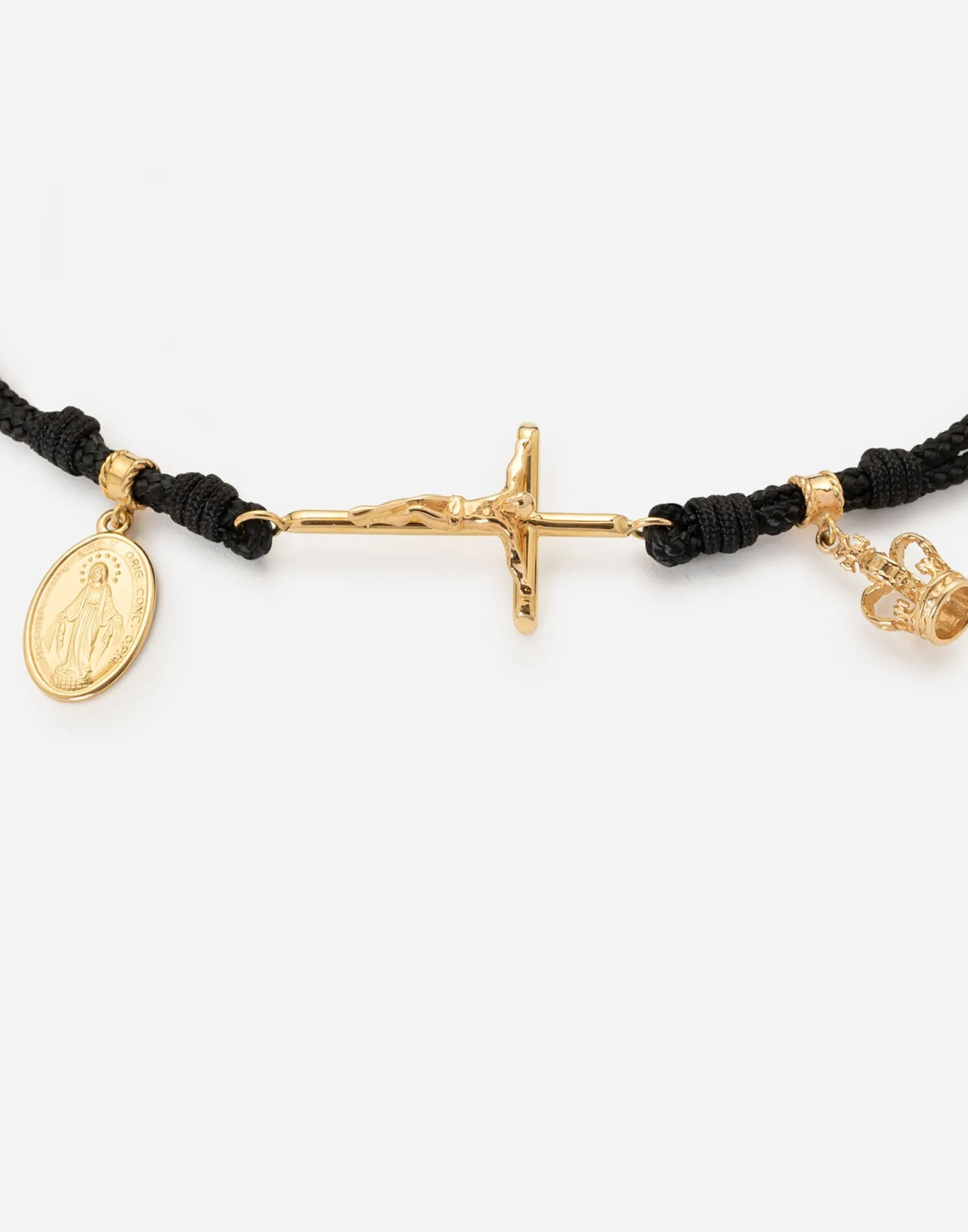Fabric Sicily bracelet with 18kt gold pendant charms