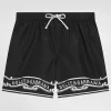 Fabric swim trunks with bandanna print
