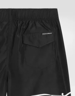 Fabric swim trunks with bandanna print