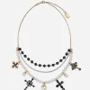 Family necklace in yellow and white gold black sapphires