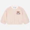 Faux fur bomber jacket with embroidered baby leopard patch