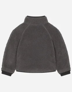 Faux fur jacket with branded tag