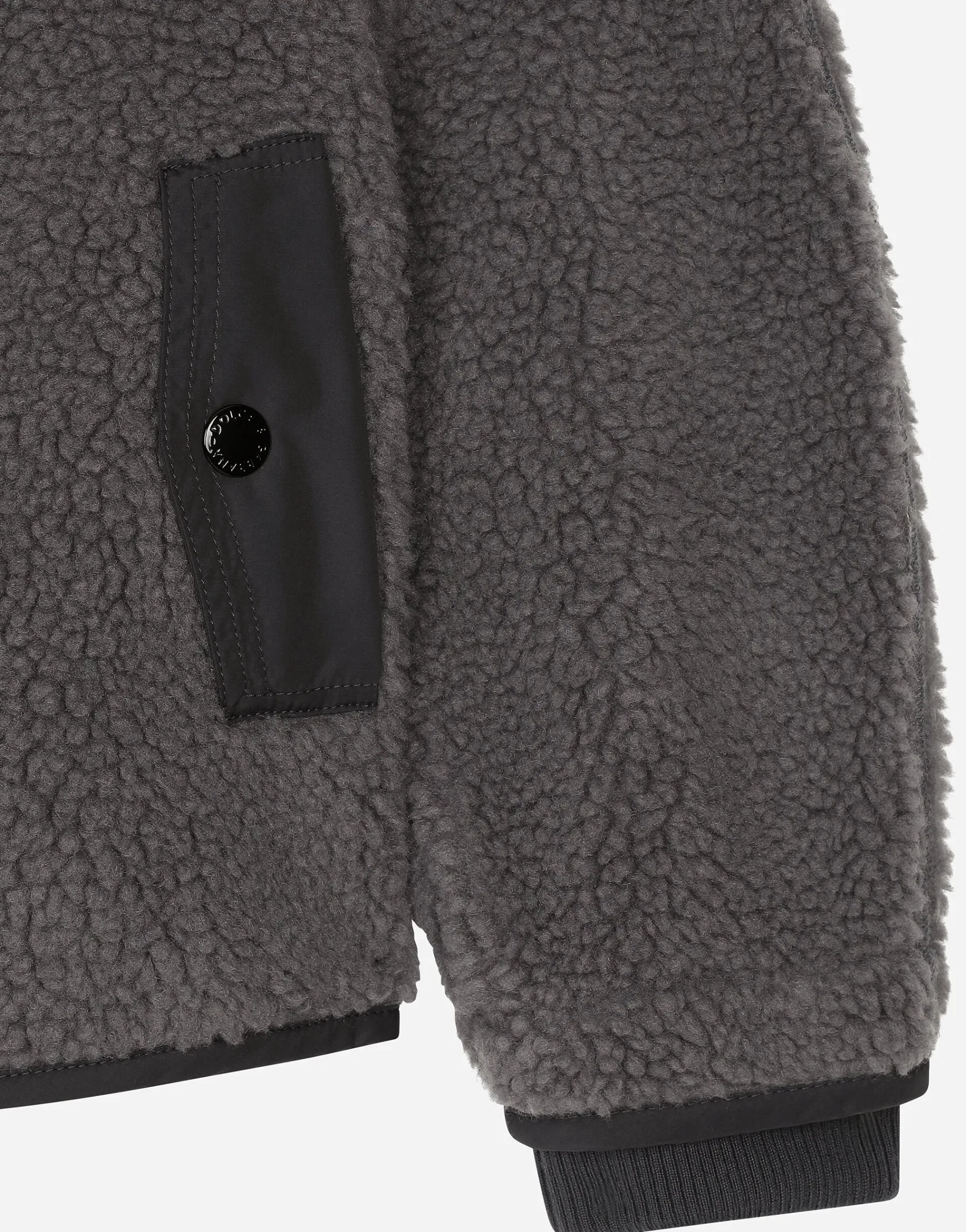 Faux fur jacket with branded tag