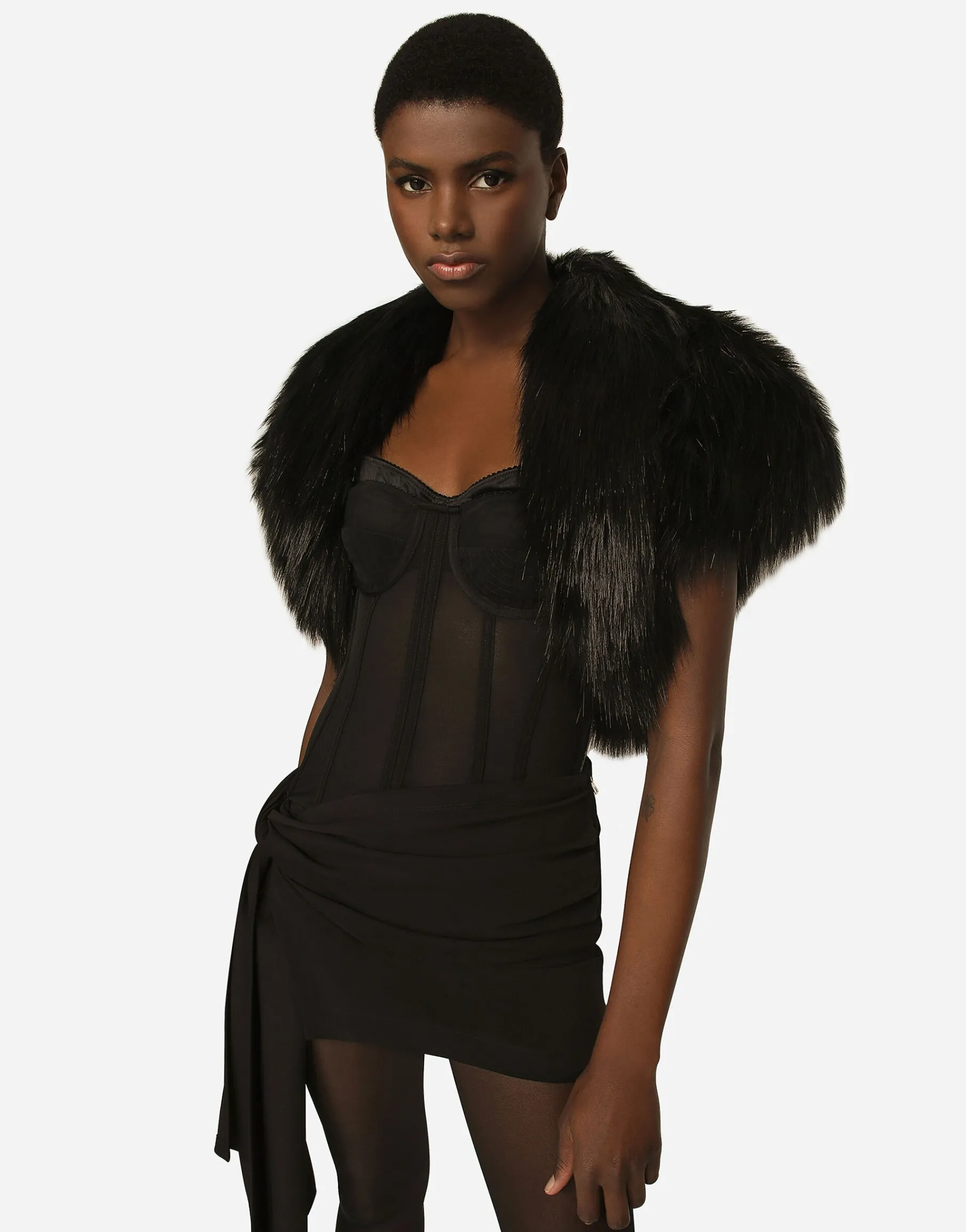 Faux fur shrug