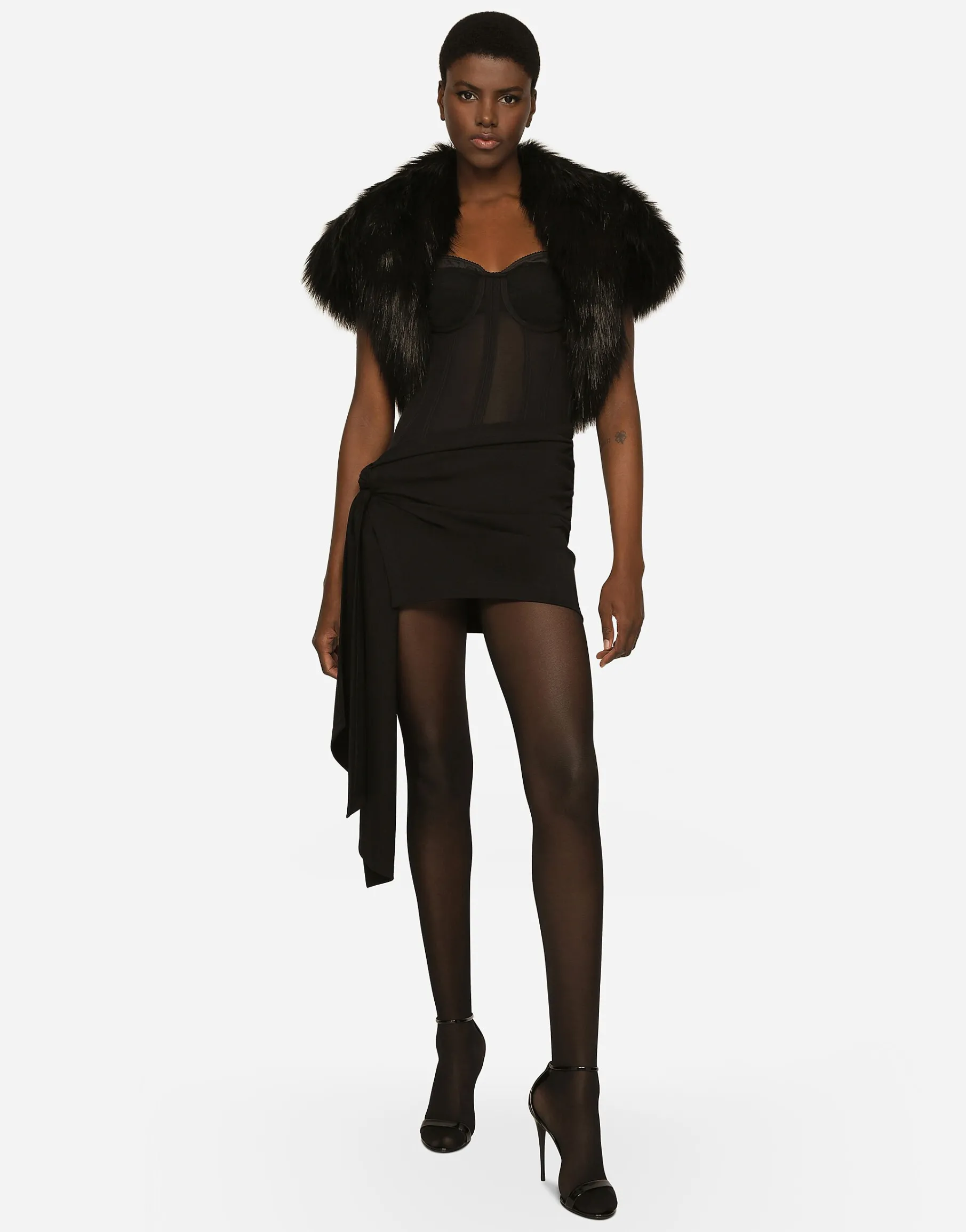 Faux fur shrug