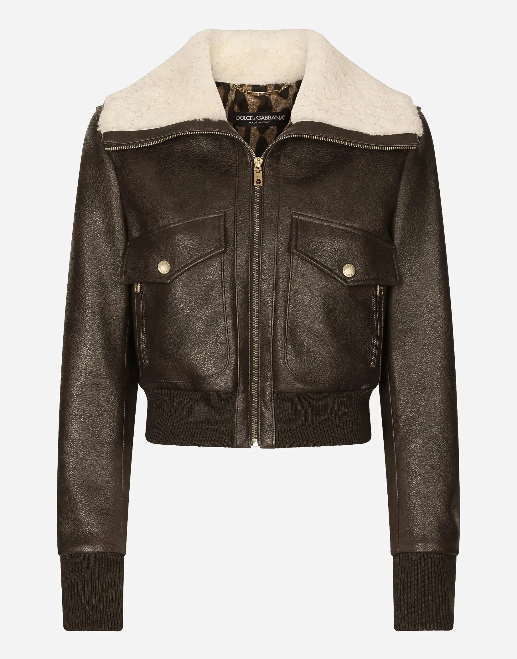 Faux leather and sheepskin jacket