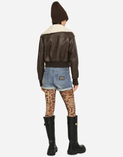Faux leather and sheepskin jacket