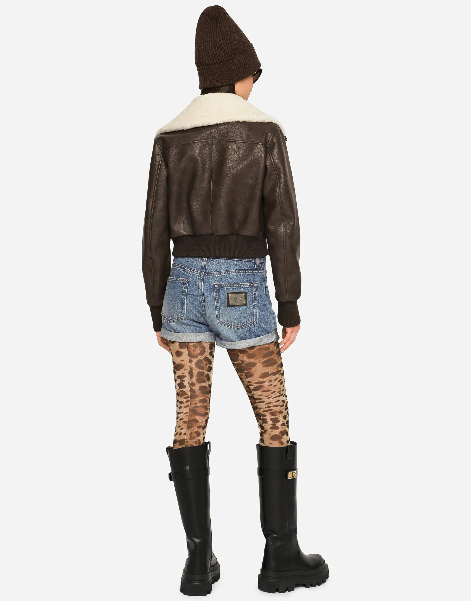 Faux leather and sheepskin jacket