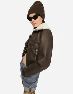 Faux leather and sheepskin jacket