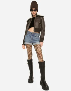 Faux leather and sheepskin jacket