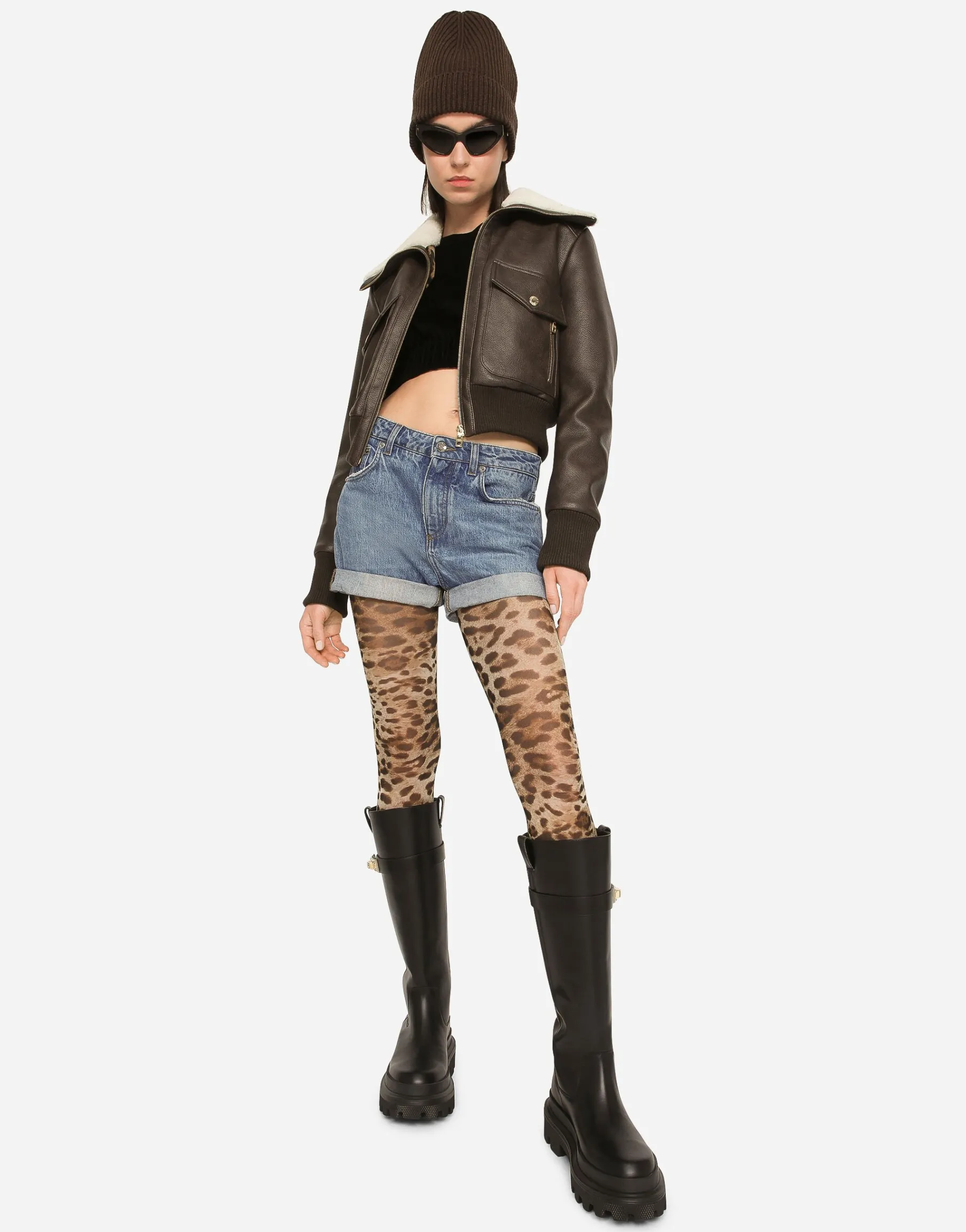 Faux leather and sheepskin jacket