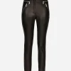 Faux leather jeans with zipper