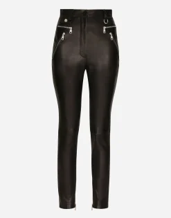 Faux leather jeans with zipper