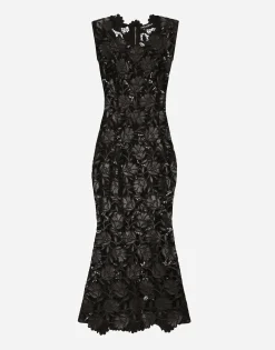 Faux leather macramé calf-length dress