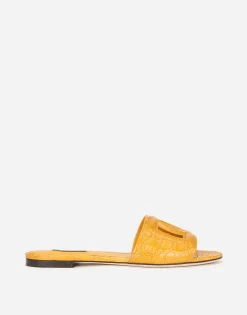 “Fianchi cocco” crocodile skin slides with the DG Millenials logo