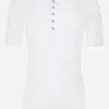 Fine-rib cotton granddad-neck T-shirt