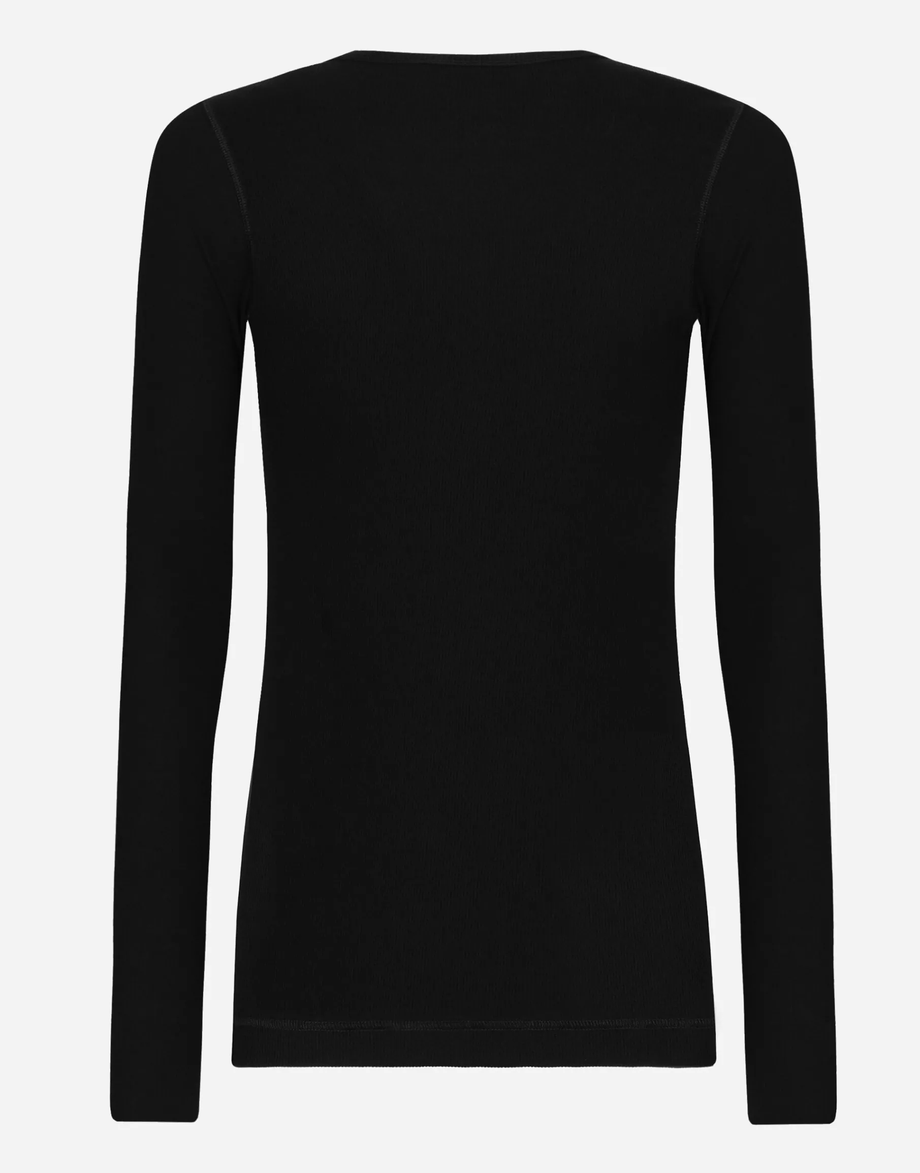 Fine-rib cotton granddad-neck T-shirt