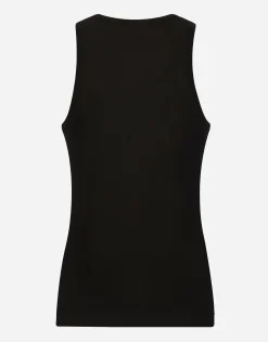 Fine-rib cotton singlet with patch