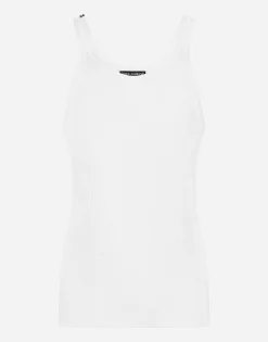 Fine-rib washed cotton singlet