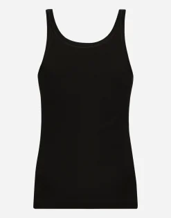Fine-rib washed cotton singlet