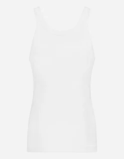 Fine-rib washed cotton singlet
