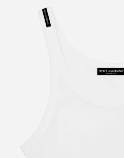 Fine-rib washed cotton singlet