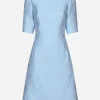 Fit-and-flare midi dress in floral jacquard
