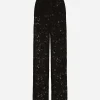Flared branded stretch lace pants
