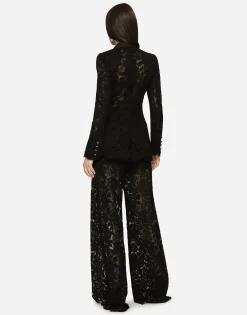 Flared branded stretch lace pants