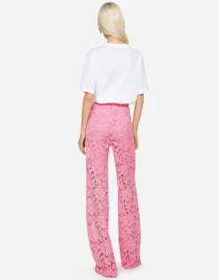 Flared branded stretch lace pants