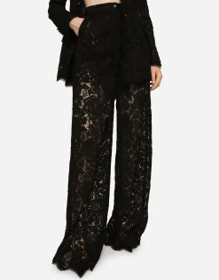 Flared branded stretch lace pants