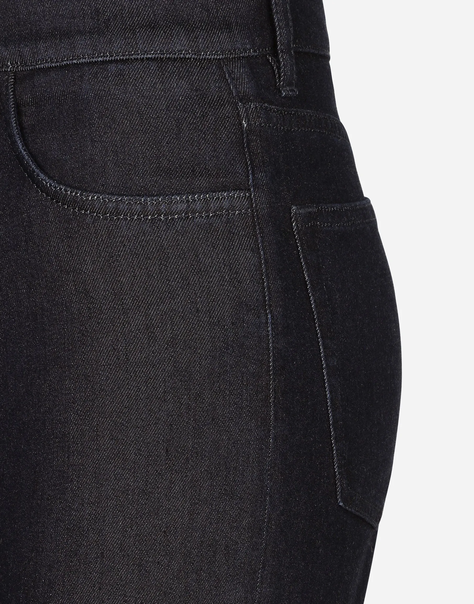 Flared cotton denim and silk jeans