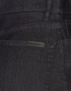 Flared cotton denim and silk jeans