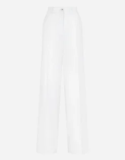 Flared cotton gabardine pants