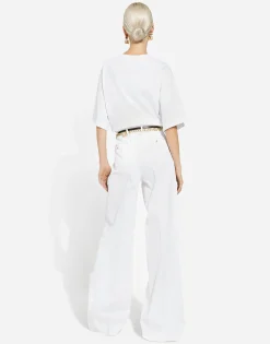Flared cotton gabardine pants
