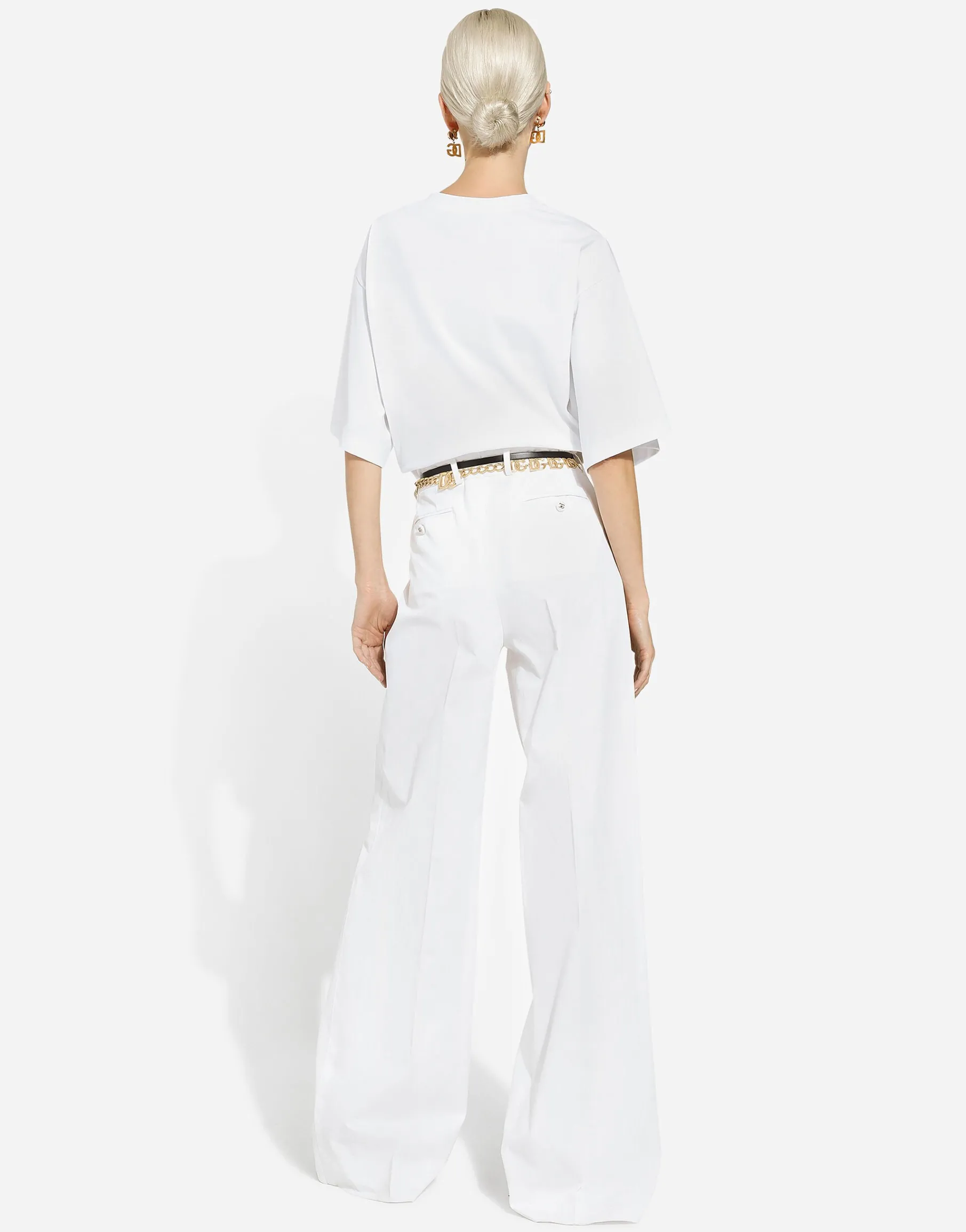 Flared cotton gabardine pants