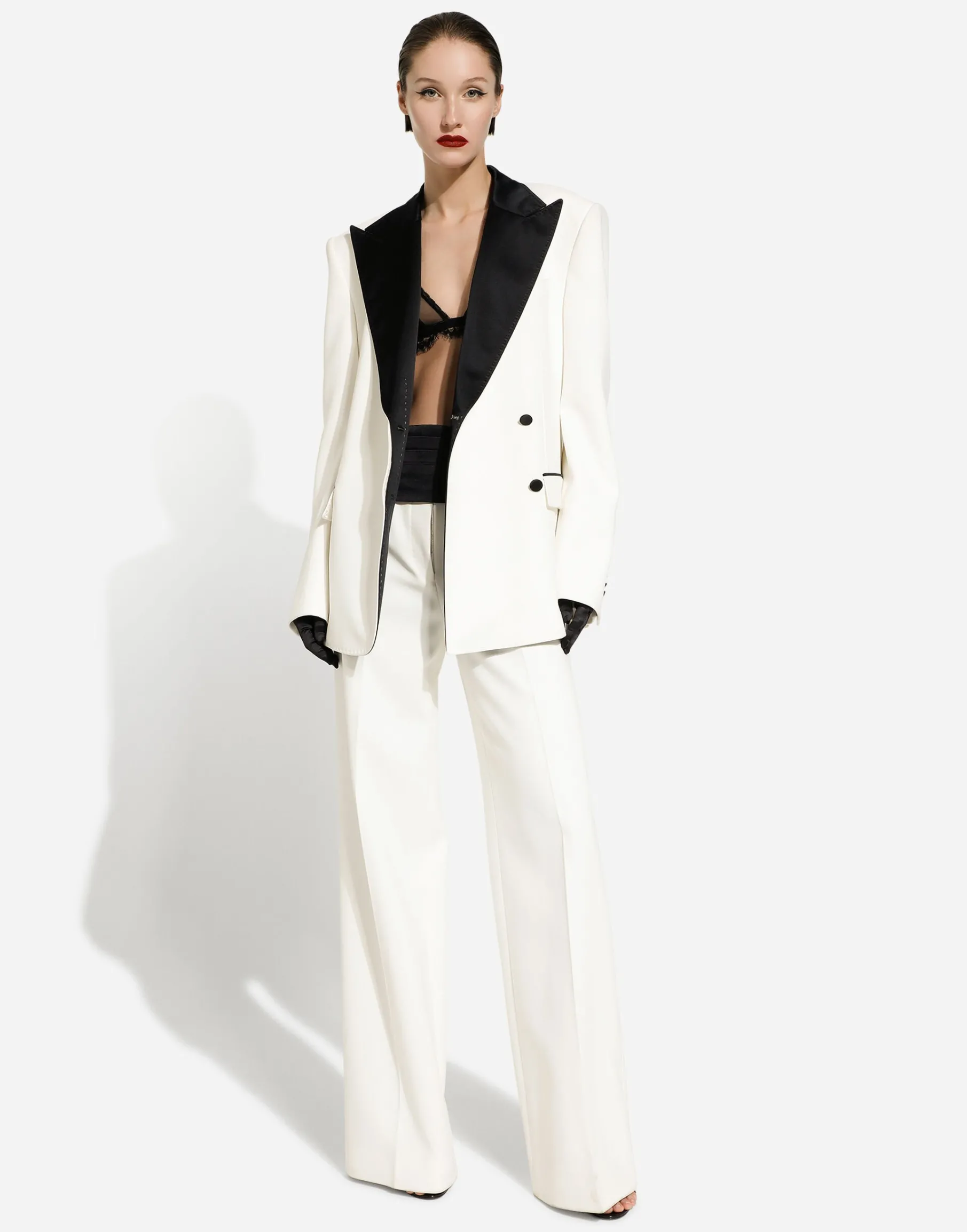 Flared double crepe pants