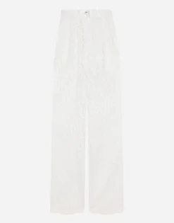 Flared floral cordonetto lace pants