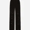 Flared floral cordonetto lace pants with DG logo