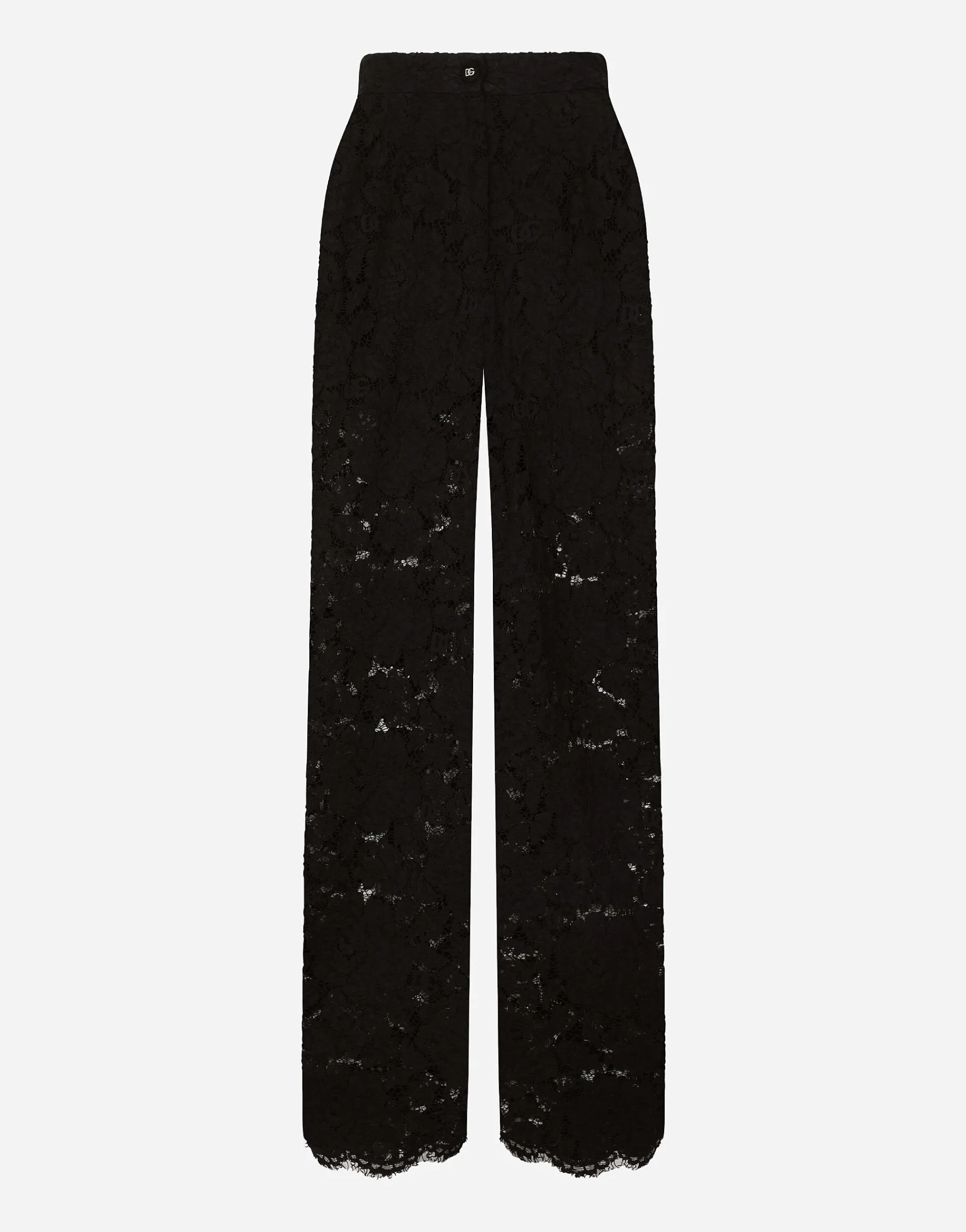 Flared floral cordonetto lace pants with DG logo