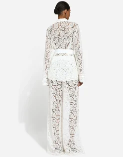 Flared floral cordonetto lace pants